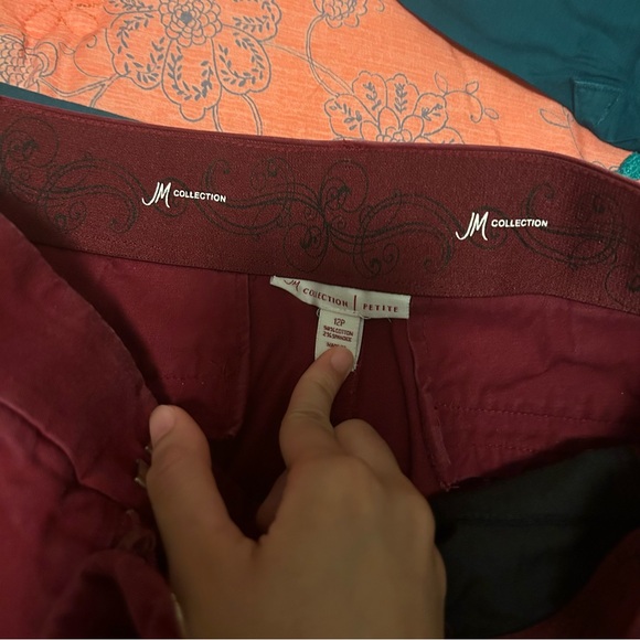 JM Collection - PETITE Red Pants - Picture 2 of 3